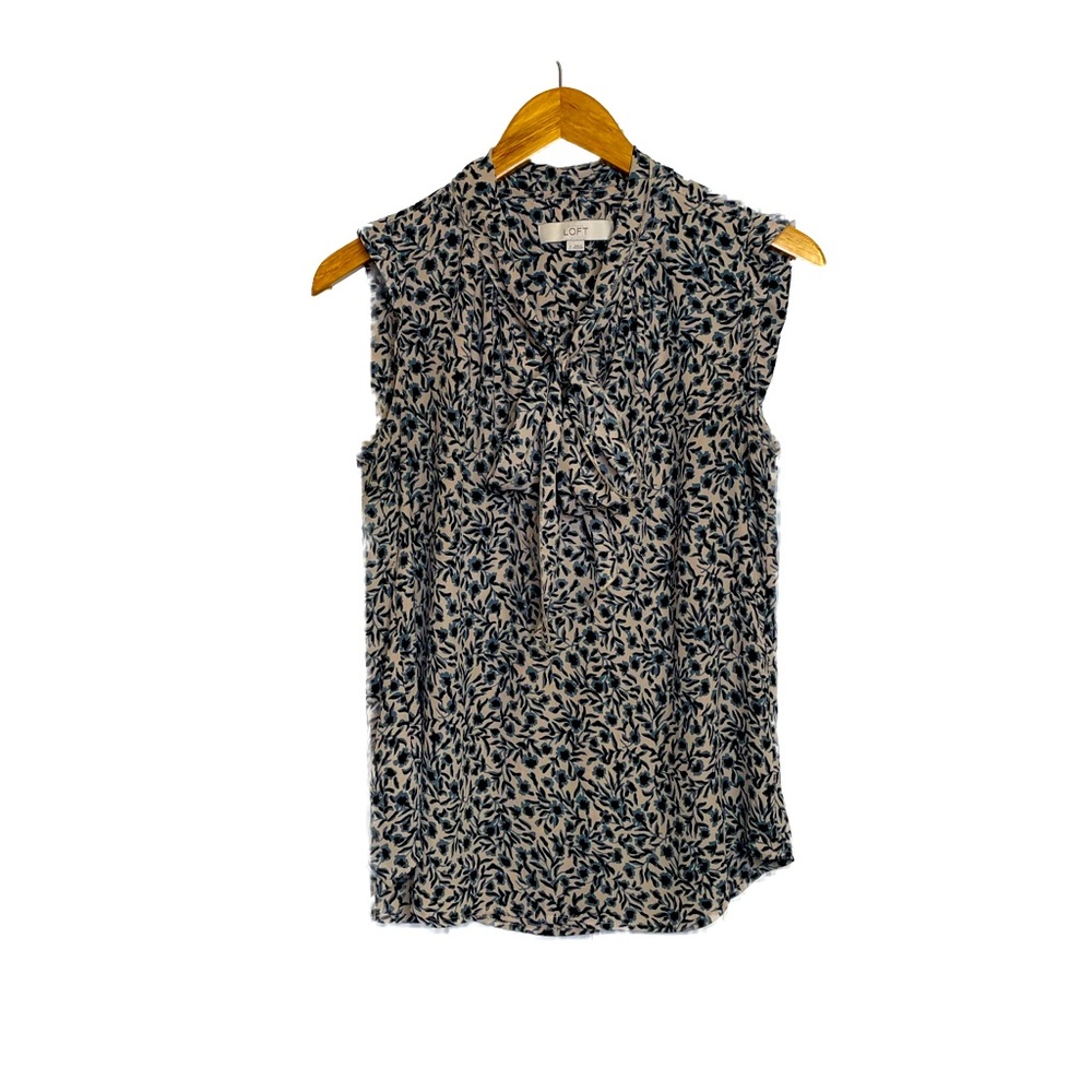 Loft Floral Sleeveless Bow Top